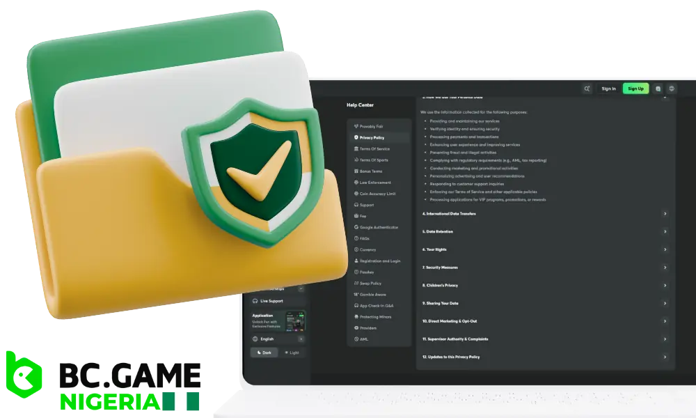 BC Game's privacy policy ensures that your data is protected